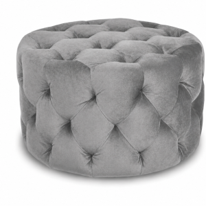 Pufa Chesterfield Moet pikowana glamour szara velvet 63 cm tapicerowana 238847