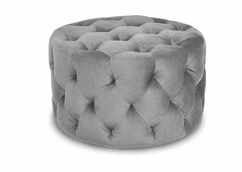 Pufa Chesterfield Moet pikowana glamour szara velvet 63 cm tapicerowana 238847
