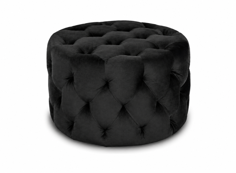 Pufa Chesterfield Moet pikowana glamour velvet czarna 63 cm 238846