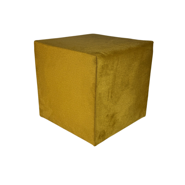 Pufa ELEMENT 40x40 cm kwadratowa trudnopalny welur do salonu żółta 795106