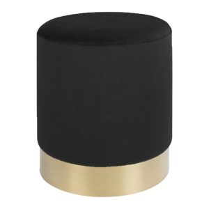 PUFA Gamby czarna WELUROWA styl glamour złota podstawa 676436 PUFA Gamby czarna WELUROWA styl glamour złota podstawa 676436