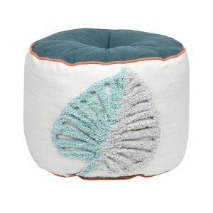 Pufa KENTIA 40×30 cm kolorowa wzór liść 807161 Pufa KENTIA 40×30 cm kolorowa wzór liść 807161