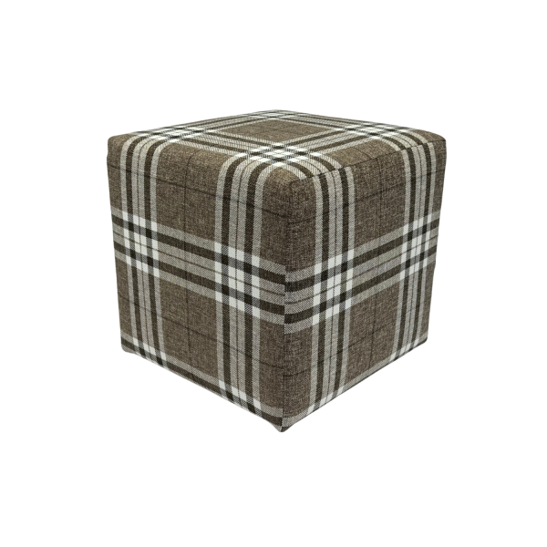 Pufa kwadratowa 40x40 cm LOBOX dwukolorowa elegancka krata cappuchino 795033
