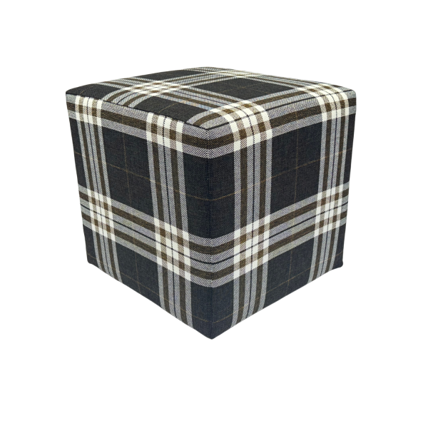 Pufa kwadratowa 40x40 cm LOBOX dwukolorowa elegancka krata ciemno brązowa 795007