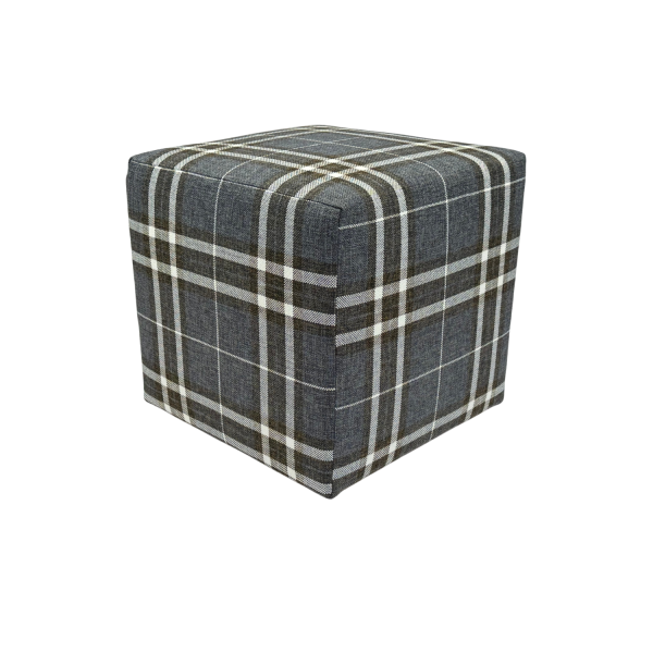 Pufa kwadratowa 40x40 cm LOBOX dwukolorowa elegancka krata ciemno szara 795182