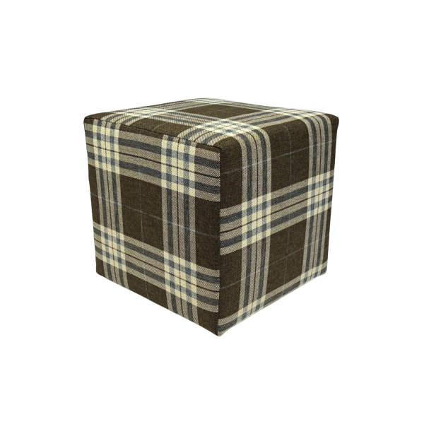 Pufa kwadratowa 40x40 cm LOBOX dwukolorowa elegancka krata jasno brązowa 795053