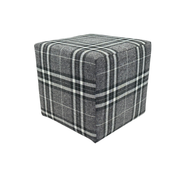 Pufa kwadratowa 40x40 cm LOBOX dwukolorowa elegancka krata jasno szara 795070