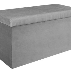 Pufa LINEA welurowa ze schowkiem Szara 38×77 cm 774938 Pufa LINEA welurowa ze schowkiem Szara 38×77 cm 774938