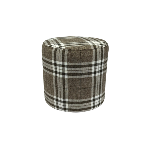 Pufa LOBOX plecionka 40x40 cm okrągła w kratę do salonu cappuchino 795173