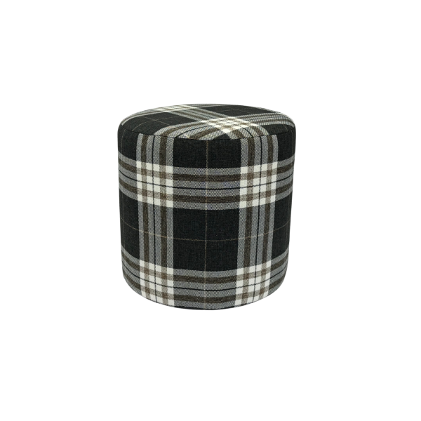 Pufa LOBOX plecionka 40x40 cm okrągła w kratę do salonu ciemno brązowa 795202