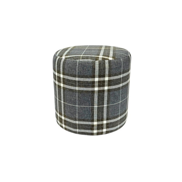 Pufa LOBOX plecionka 40x40 cm okrągła w kratę do salonu ciemno szara 795084