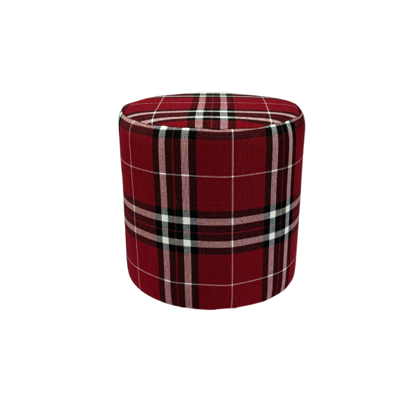 Pufa LOBOX plecionka 40x40 cm okrągła w kratę do salonu czerwona 795072