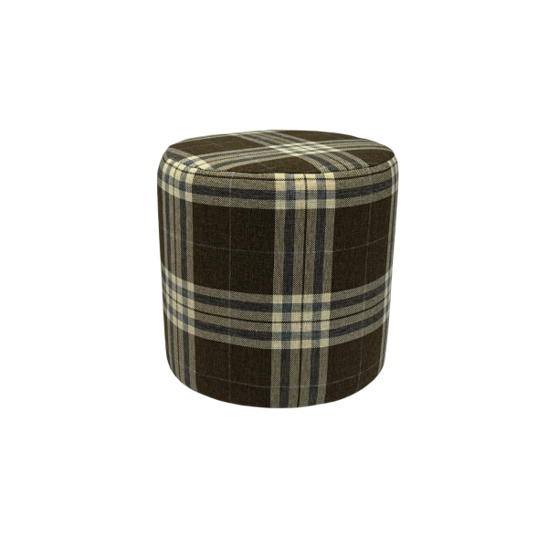 Pufa LOBOX plecionka 40x40 cm okrągła w kratę do salonu jasno brązowa 795129