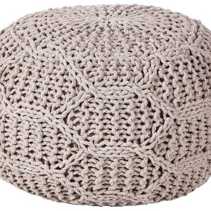 Pufa makrama bawełniana 50 x 35 cm beżowa 169624 Pufa makrama bawełniana 50 x 35 cm beżowa 169624