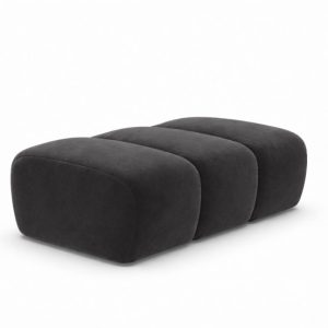 Pufa modułowa, tkanina welur Bluvel, Czarny, CROISSANT 969851 Pufa modułowa, tkanina welur Bluvel, Czarny, CROISSANT 969851
