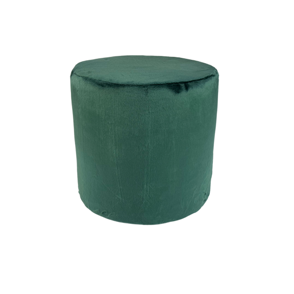 Pufa okrągła 40×40 cm VELVET MINKY puszysty miękki welur ciemna zieleń 794996