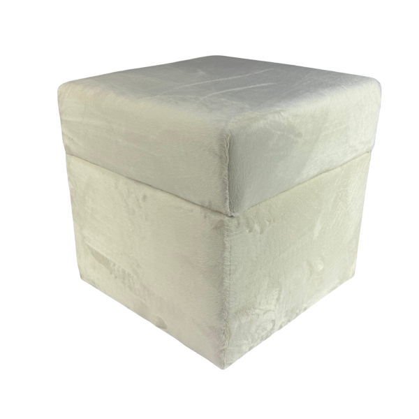 Pufa otwierana kwadratowa VELVET MINKY 40×40 cm welur puszysta beżowa 795000