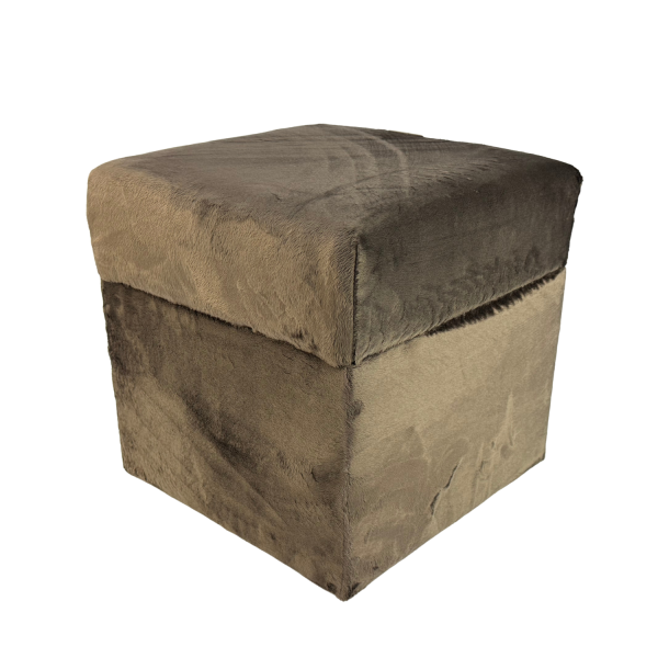Pufa otwierana kwadratowa VELVET MINKY 40×40 cm welur puszysta brązowa 794997