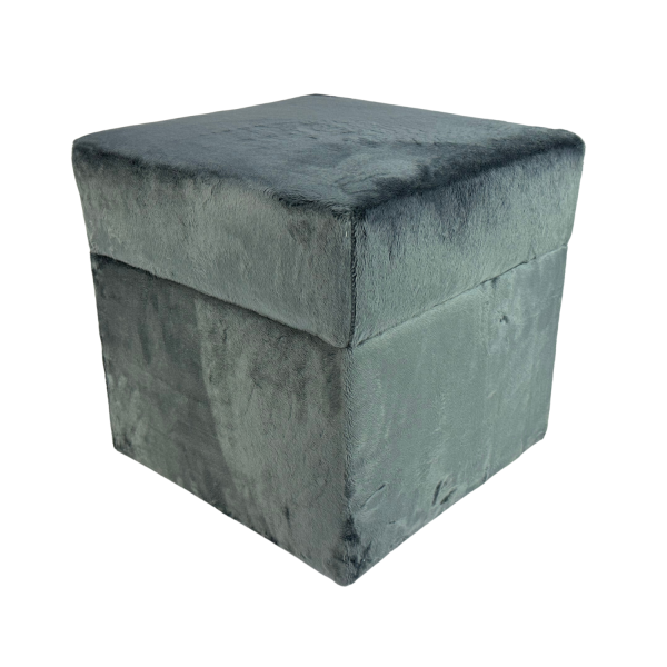 Pufa otwierana kwadratowa VELVET MINKY 40×40 cm welur puszysta ciemno szara 795049