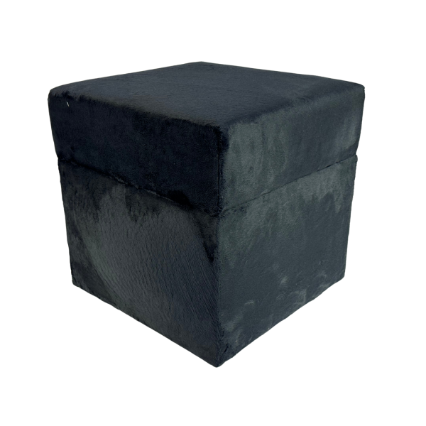 Pufa otwierana kwadratowa VELVET MINKY 40×40 cm welur puszysta czarna 795124