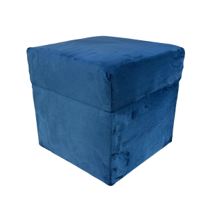 Pufa otwierana kwadratowa VELVET MINKY 40×40 cm welur puszysta granatowa 795154