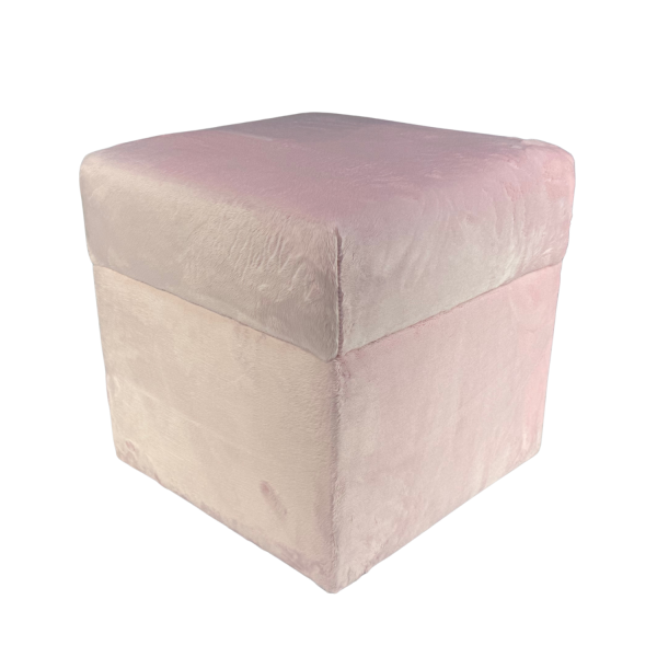 Pufa otwierana kwadratowa VELVET MINKY 40×40 cm welur puszysta jasno różowa 795217