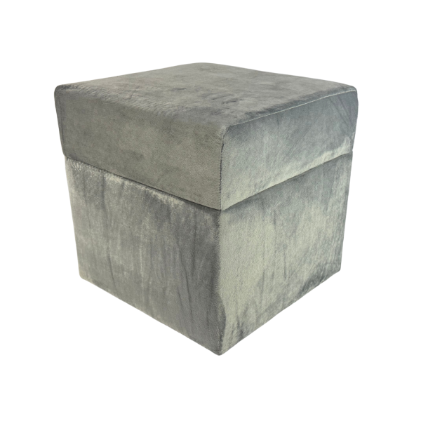 Pufa otwierana kwadratowa VELVET MINKY 40×40 cm welur puszysta jasno szara 795218