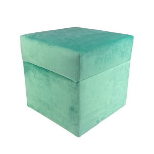 Pufa otwierana kwadratowa VELVET MINKY 40×40 cm welur puszysta miętowa 795125