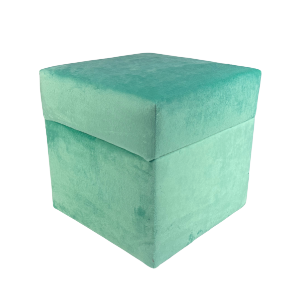Pufa otwierana kwadratowa VELVET MINKY 40×40 cm welur puszysta miętowa 795125