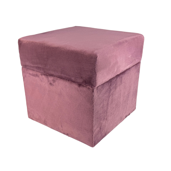 Pufa otwierana kwadratowa VELVET MINKY 40×40 cm welur puszysta różowa 795103