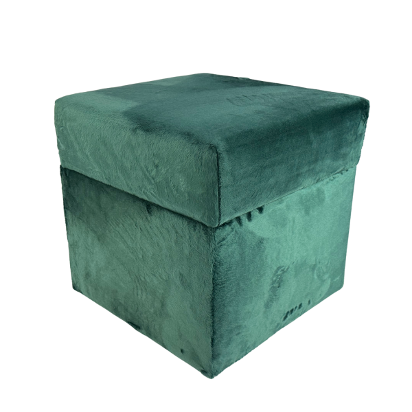 Pufa otwierana kwadratowa VELVET MINKY 40×40 cm welur puszysta zieleń 795090