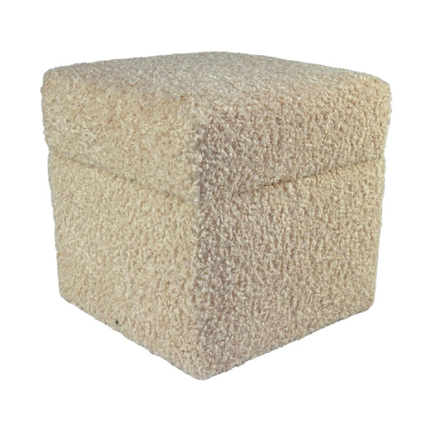 Pufa otwierana ROLF 40x40 cm bouclé baranek ze schowkiem beżowa 796855