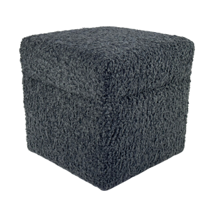 Pufa otwierana ROLF 40×40 cm bouclé baranek ze schowkiem ciemno szara 797319