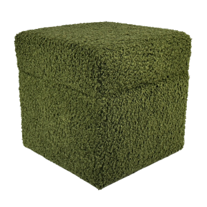 Pufa otwierana ROLF 40×40 cm bouclé baranek ze schowkiem ciemno zielona 797317