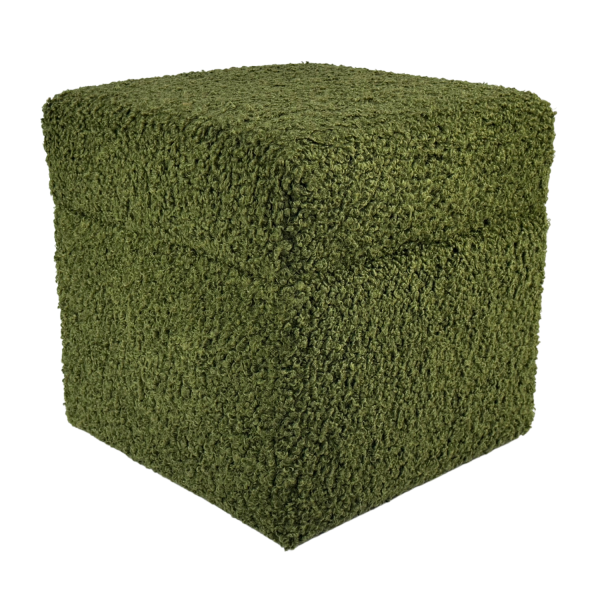 Pufa otwierana ROLF 40x40 cm bouclé baranek ze schowkiem ciemno zielona 797317