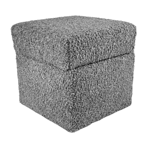 Pufa otwierana ROLF 40x40 cm bouclé baranek ze schowkiem jasno szara 796865