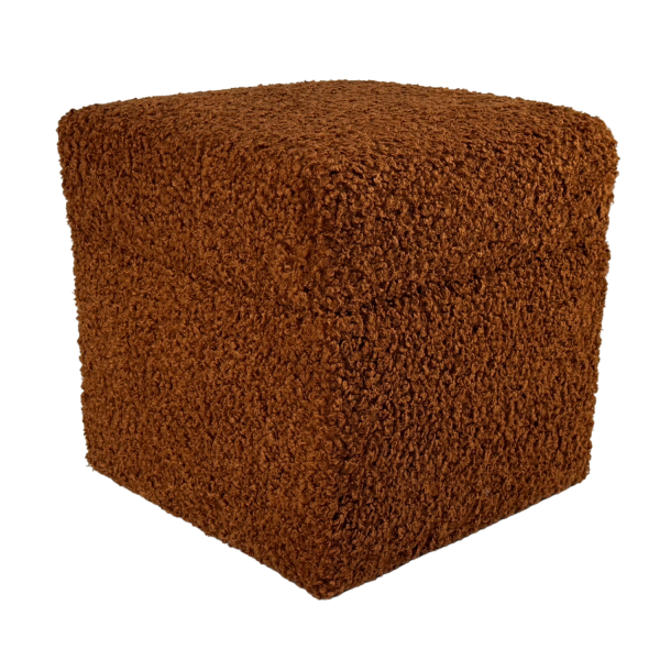 Pufa otwierana ROLF 40x40 cm bouclé baranek ze schowkiem ruda 797318