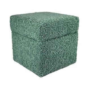 Pufa otwierana ROLF 40×40 cm bouclé baranek ze schowkiem turkusowa 796868
