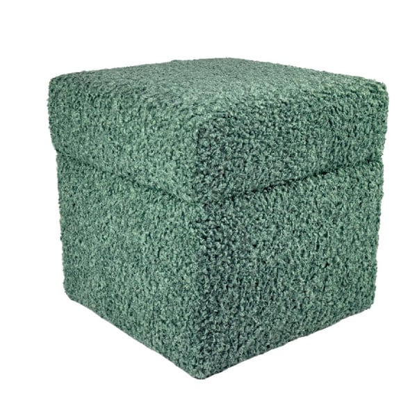 Pufa otwierana ROLF 40x40 cm bouclé baranek ze schowkiem turkusowa 796868