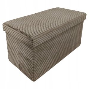 Pufa otwierana sztruksowa 60×30 cm Lampas brązowa ze schowkiem 758994