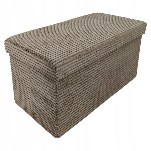 Pufa otwierana sztruksowa 60x30 cm Lampas brązowa ze schowkiem 758994