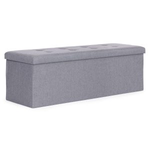 Pufa pikowana 111×38 cm ze schowkiem jasnoszara ModernHome 964430 Pufa pikowana 111×38 cm ze schowkiem jasnoszara ModernHome 964430
