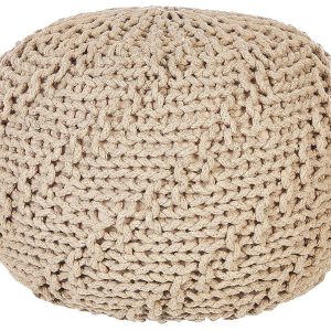 Pufa pleciona bawełniana 50 x 35 cm beżowa 60414 Pufa pleciona bawełniana 50 x 35 cm beżowa 60414