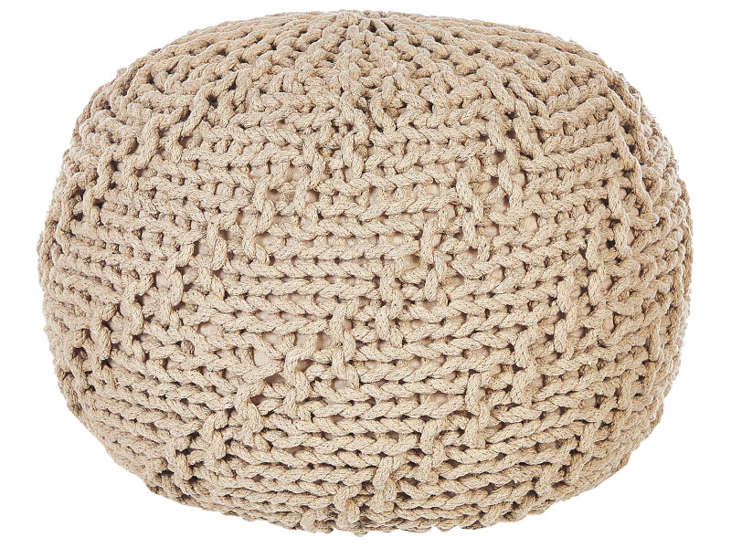 Pufa pleciona bawełniana 50 x 35 cm beżowa 60414