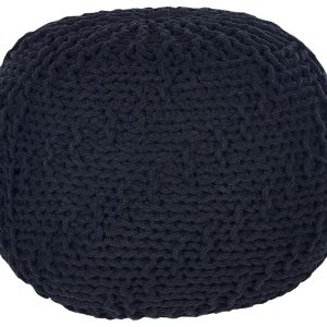 Pufa pleciona bawełniana 50 x 35 cm czarna 60501 Pufa pleciona bawełniana 50 x 35 cm czarna 60501
