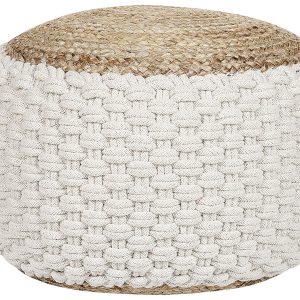 Pufa podnóżek bawełna juta 50×35 cm biało-beżowy 169612