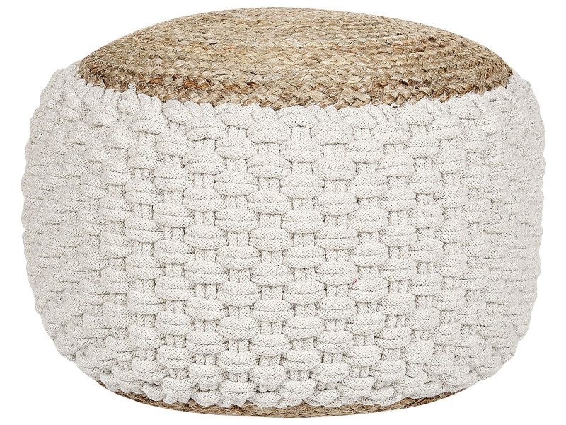 Pufa podnóżek bawełna juta 50x35 cm biało-beżowy 169612