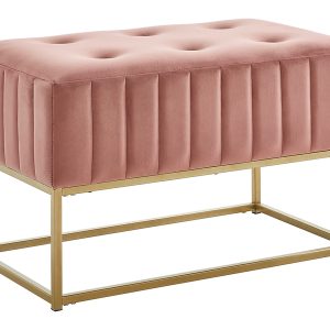 Pufa prostokątna Laura 72 cm aksamitna różowa 714087