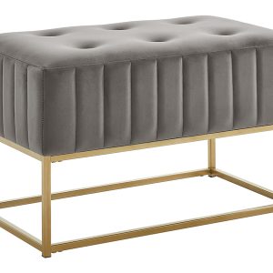 Pufa prostokątna Laura 72 cm aksamitna szara 714086