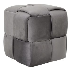 Pufa prostokątna Luca 42 cm aksamitna ciemnoszara 714152